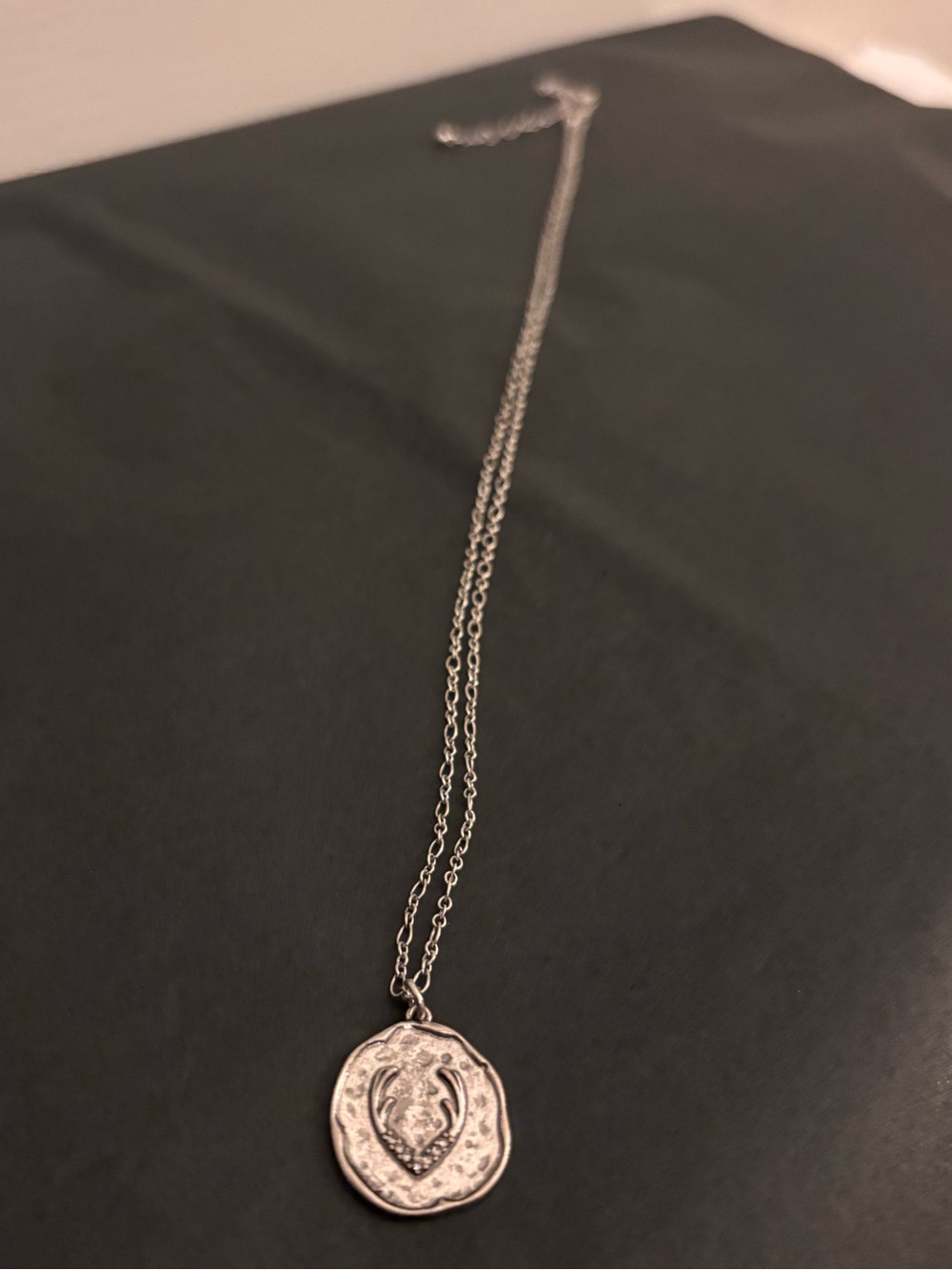 Sterling-Look Antlers Pendant Necklace in Silver